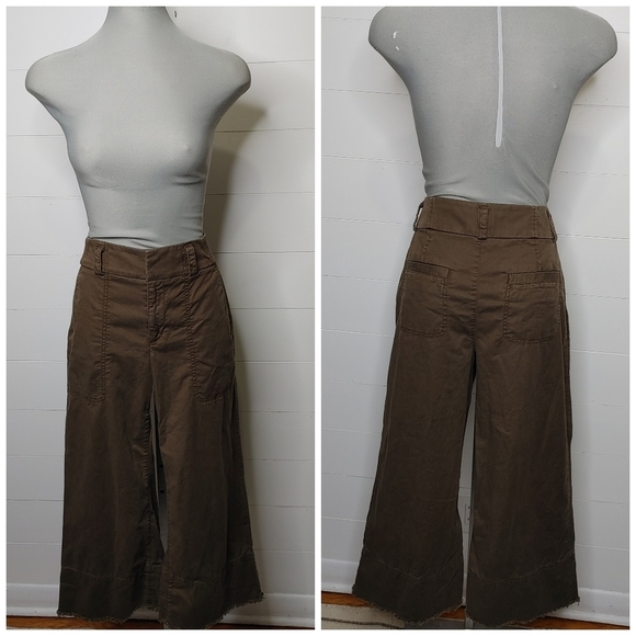 LOFT Khaki Wide Leg Cropped Pants Size 4 - Picture 1 of 13